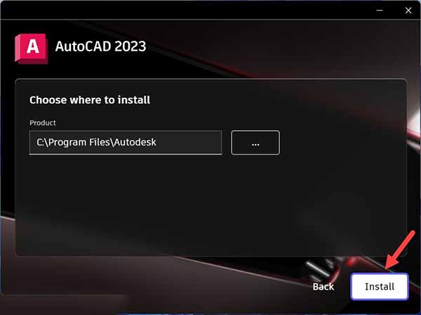 chọn cài đặt phần mềm autodesk autocad 2023