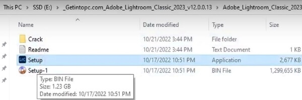 chạy file setup adobe lightroom classic 2023
