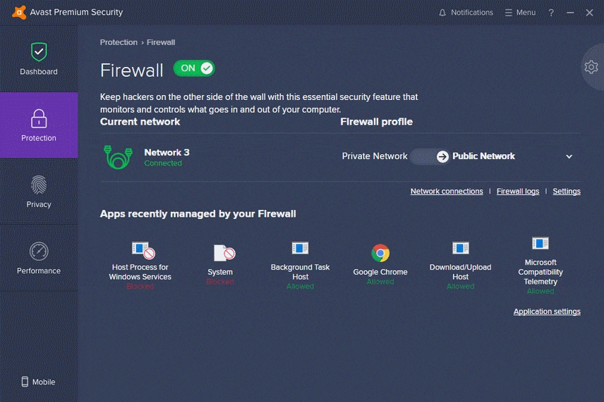 firewall trong avast premier security