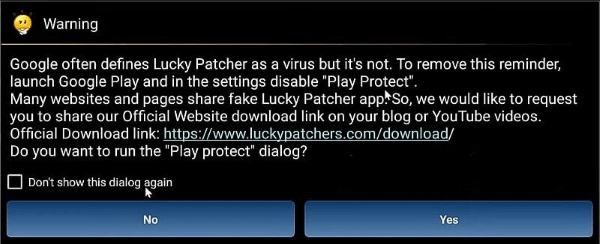 bấm dont show play protect dialog