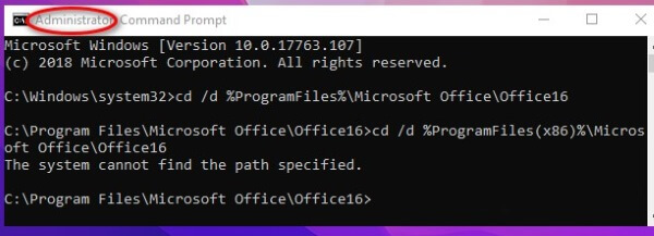 crack office 365 với command prompt